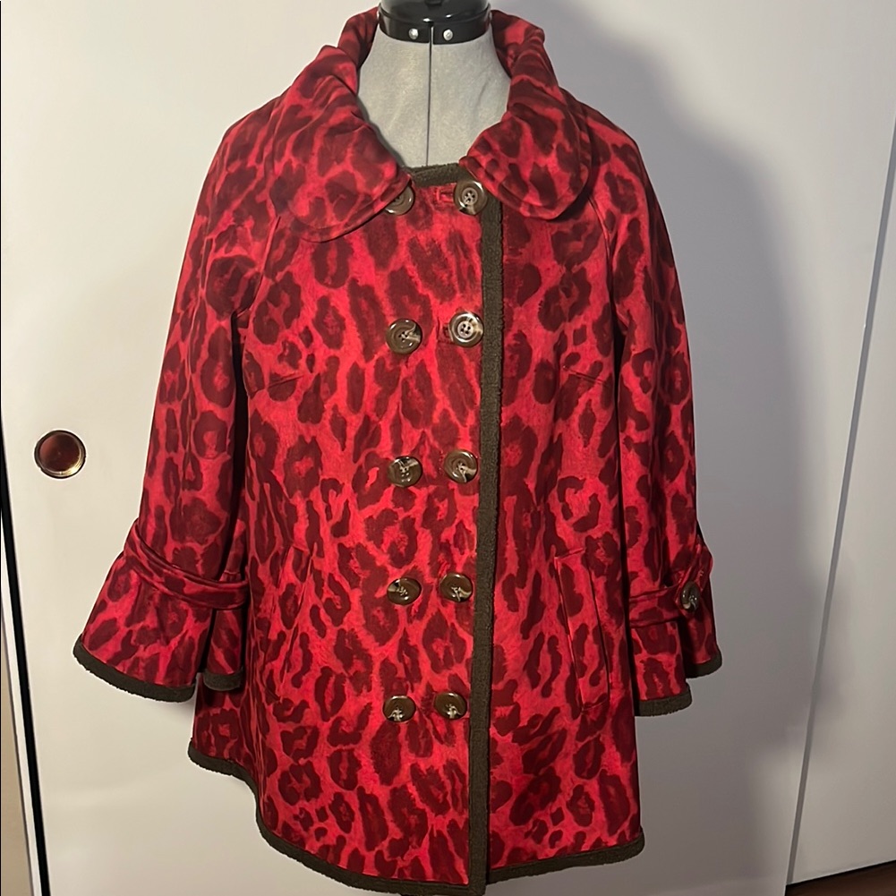 Tasha Polizzi Red Cape With Bold Leopard Print